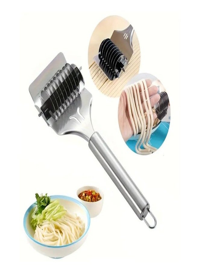 TOP TRICK Stainless Steel Pasta Maker & Spaghetti Cutter - Fettuccine, Noodle, Lattice Roller, Dough Docker for Kitchen Cooking(Pack of 1) - Image 1